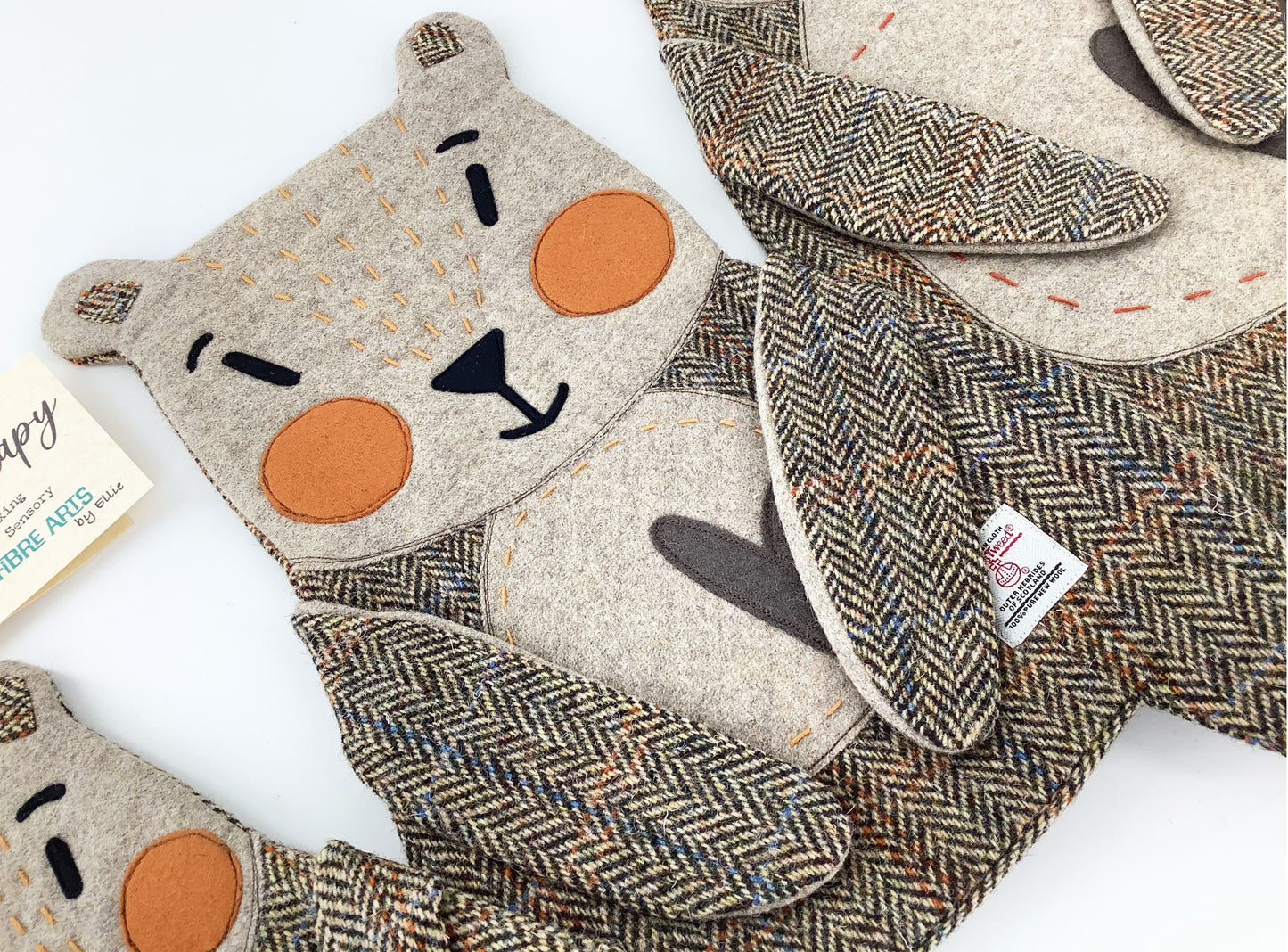 Harris Tweed Bear Hot Water Bottle Cover. Hand Crafted Gift