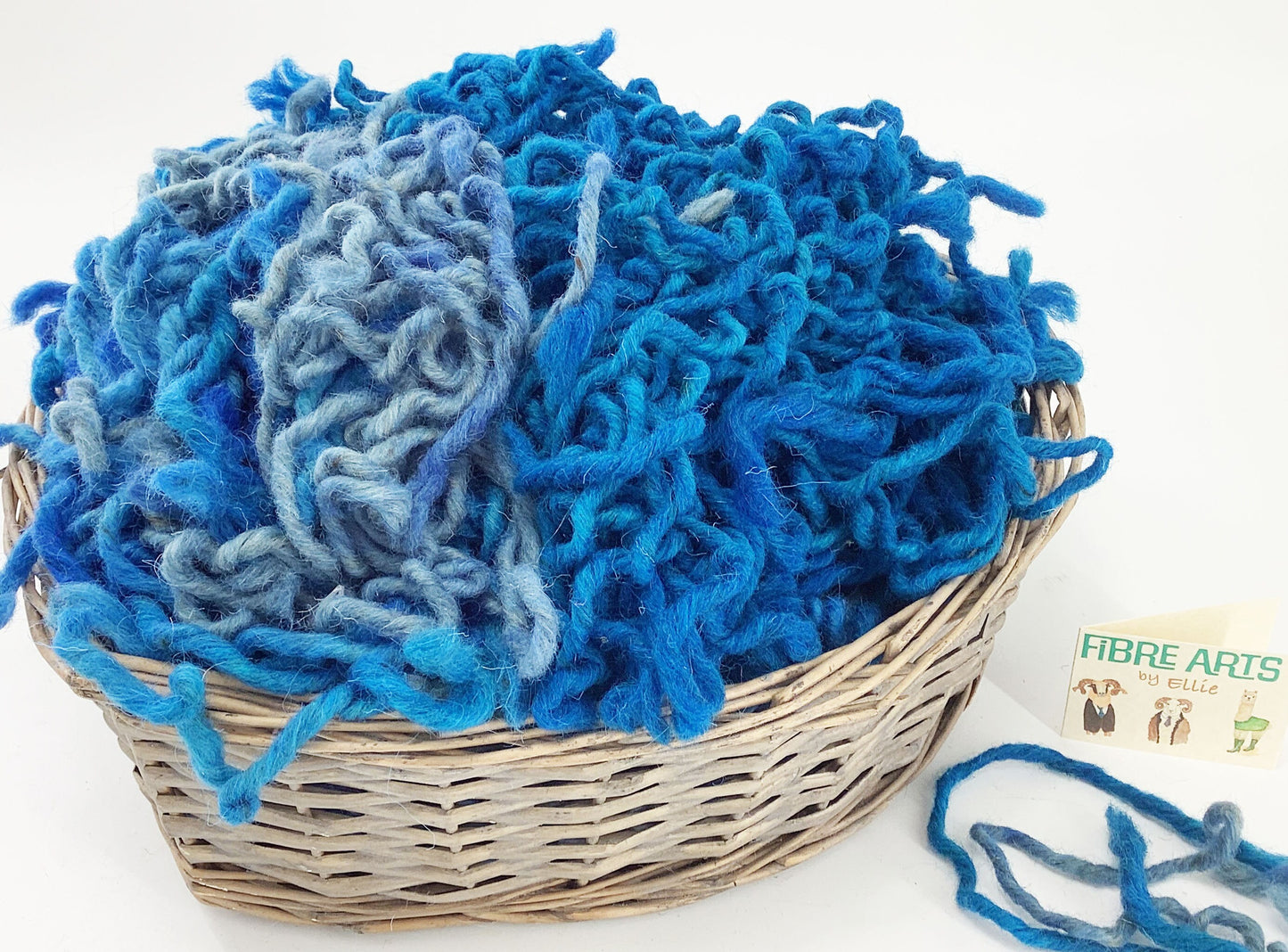 Rug Yarn for Punch Needle, Rug Making, Creative Weaving or Tapestry. Hand Dyed Chunky 100% Wool in Blue Shades