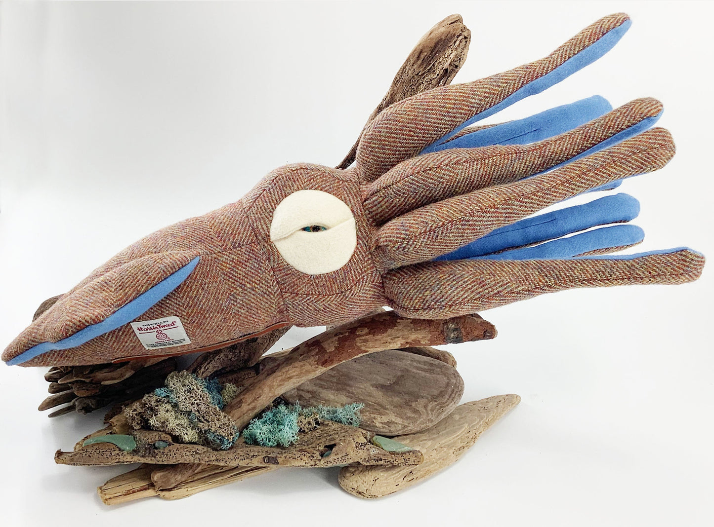 Harris Tweed Squid Toy Softie. Novelty Cushion Room Decor. Hand Crafted 100% Wool
