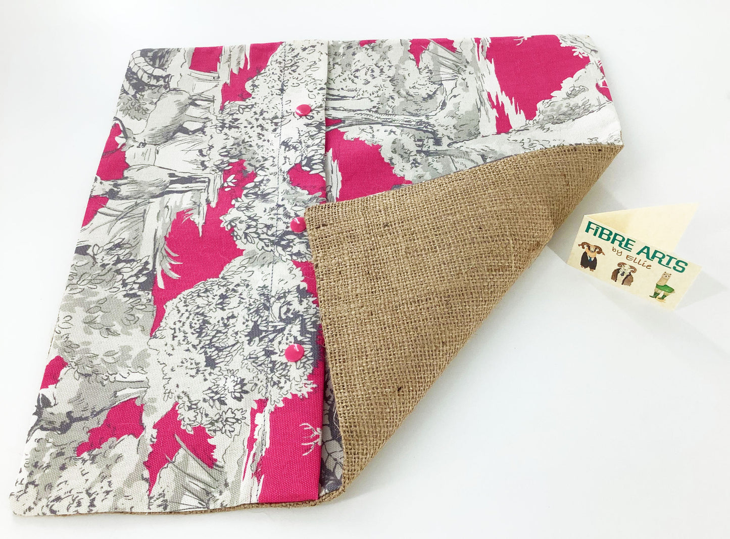 Beginners Rag Rug Cushion Kit Kit. . Rag Rug Tools and Designer Pink Print Cotton Burlap Finished Cushion