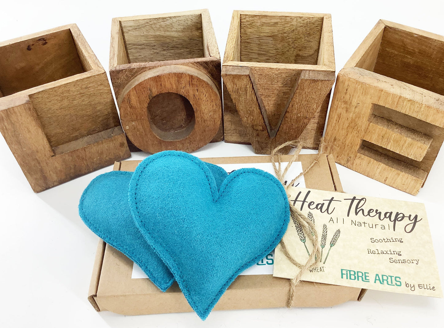 Pocket Hottie's. Reusable Heart Shaped Hand Warmers. Blue Wool Mini Wheat Bags. Heart Shaped Lavender Scented or Unscented Gift