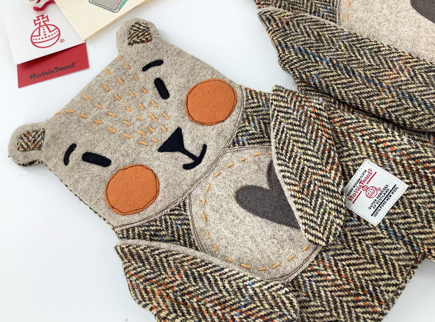 Harris Tweed Bear Hot Water Bottle Cover. Hand Crafted Gift