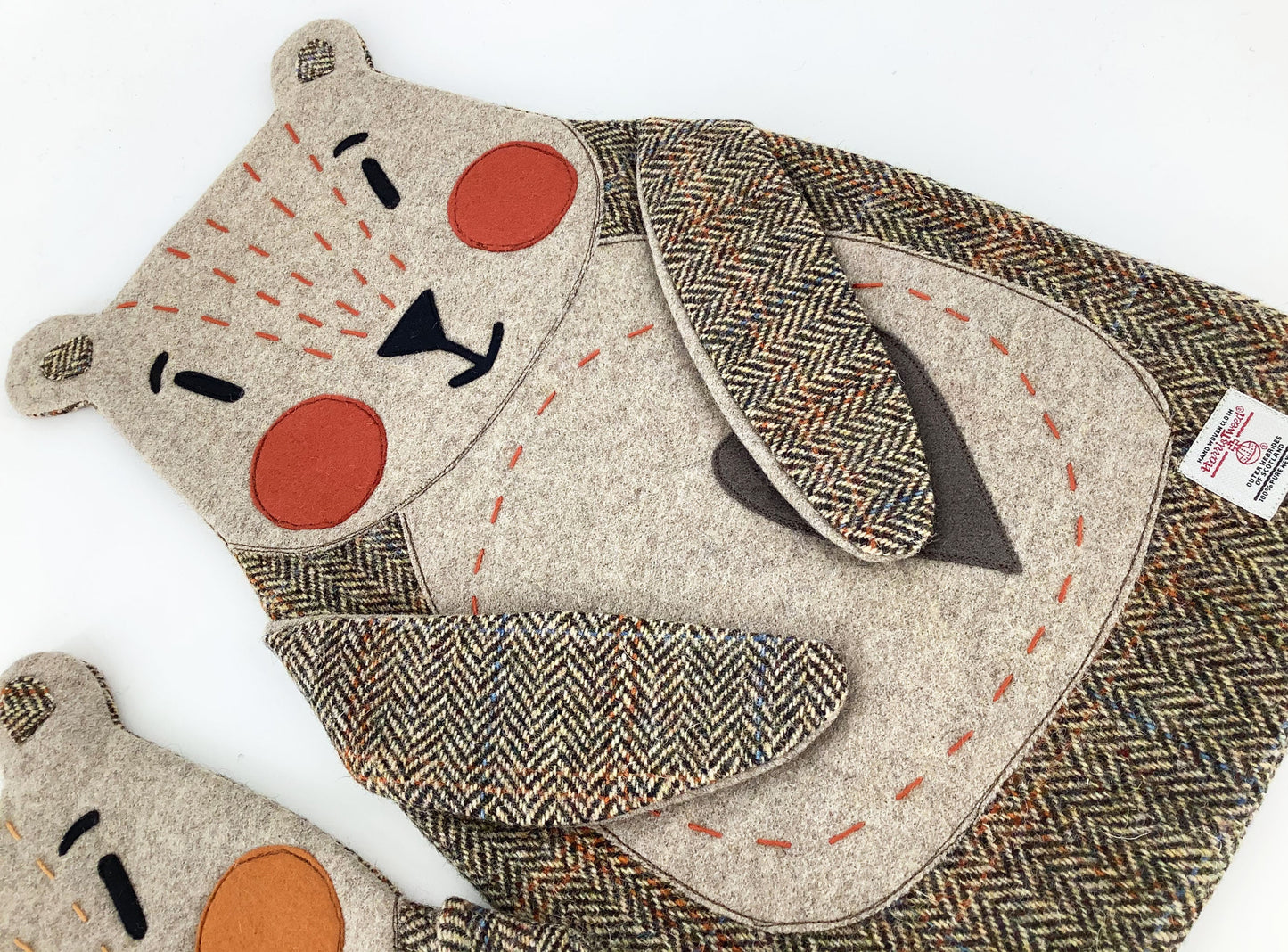 Harris Tweed Bear Hot Water Bottle Cover. Hand Crafted Gift