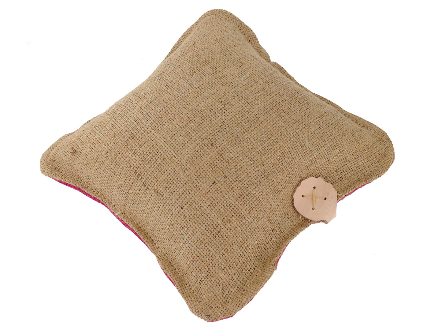 Large Burlap Needle Felting Mat Pre Filled 12 inch inch square in Pink & Natural Hessian