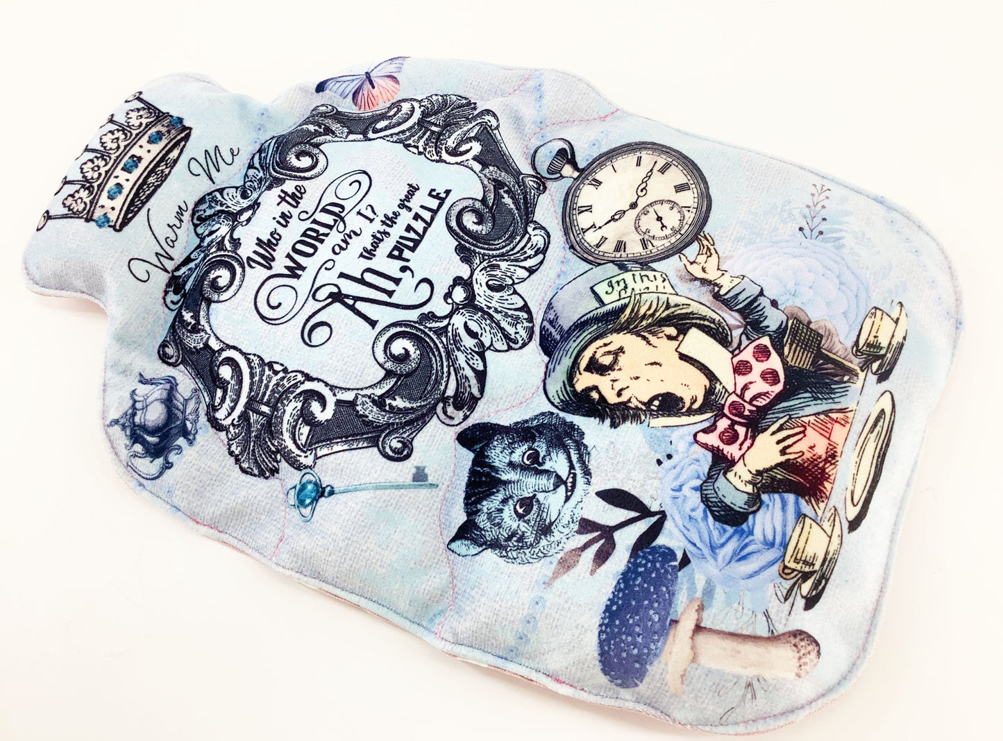 Alice in Wonderland 2L Microwaveable Hot Water Bottle Heat Pack. Lavender Scented 36cm by 21cm. Hand Crafted Eco Gift