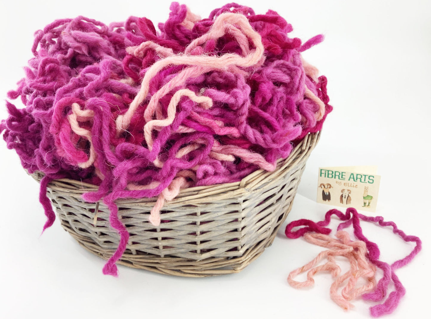 Hand Dyed Punch Needle Wool. Rag Rug, Weaving or Tapestry Chunky Wool Yarn in Pink Shades