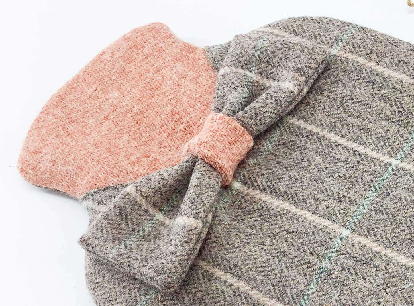 Abraham Moon Harris Tweed Patchwork Dressed 2L Hot Water Bottle Cover. Hand Crafted Eco Gift