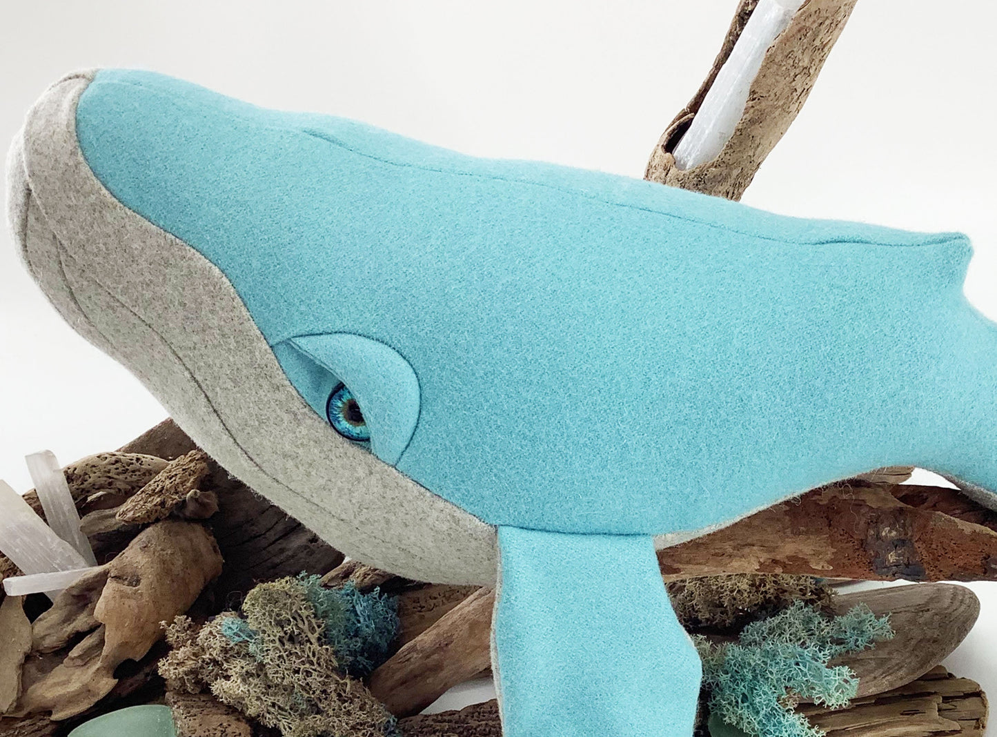 Humpback Whale Toy, Pillow, Cushion Plush. 100% Wool Stuffed Marine Sea Life Creature. Hand Crafted