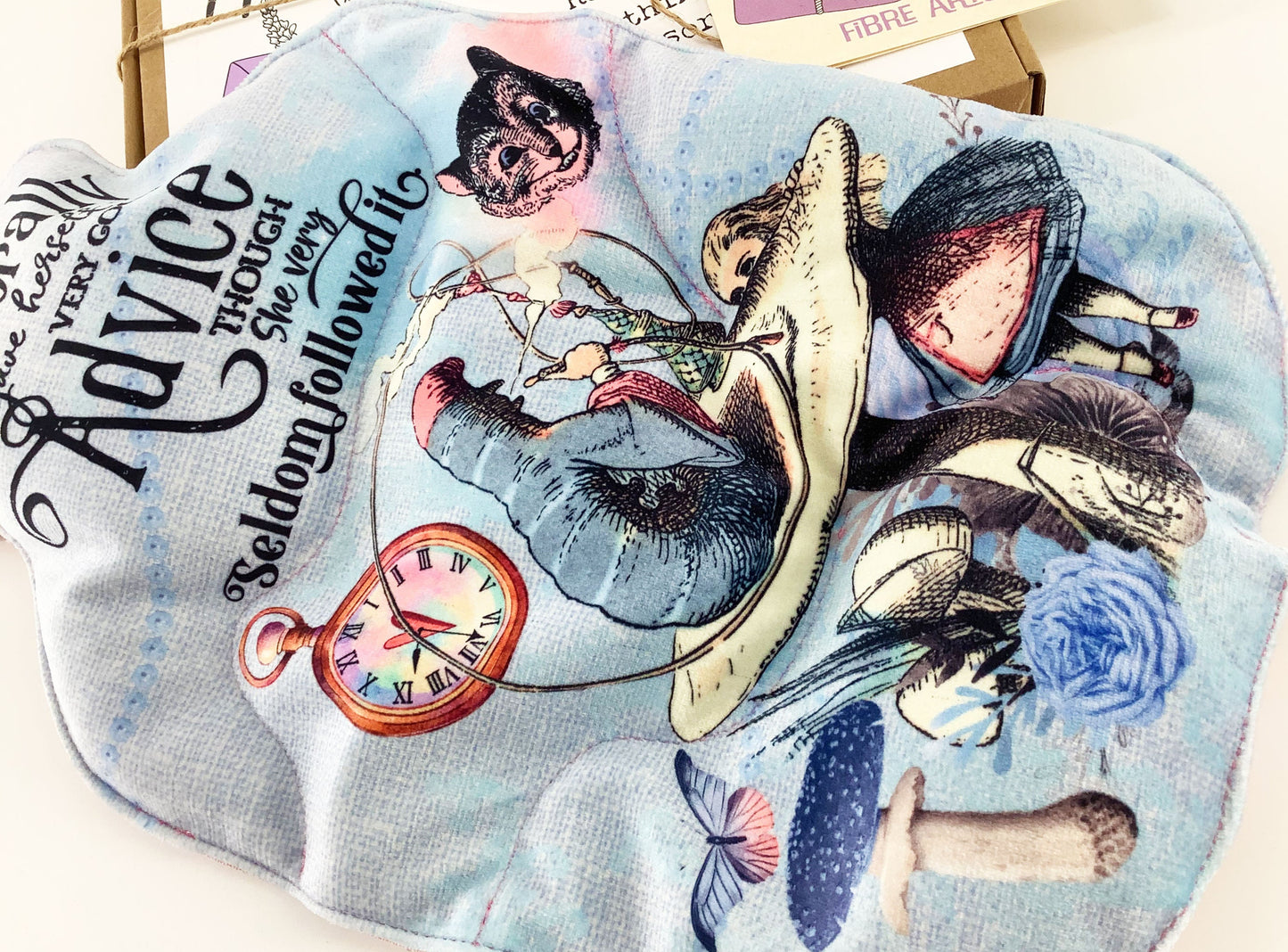 Alice In Wonderland Wheat Bag. Hot Water Bottle Shaped Heat Pack. Personalised Handcrafted Heat Therapy Gift