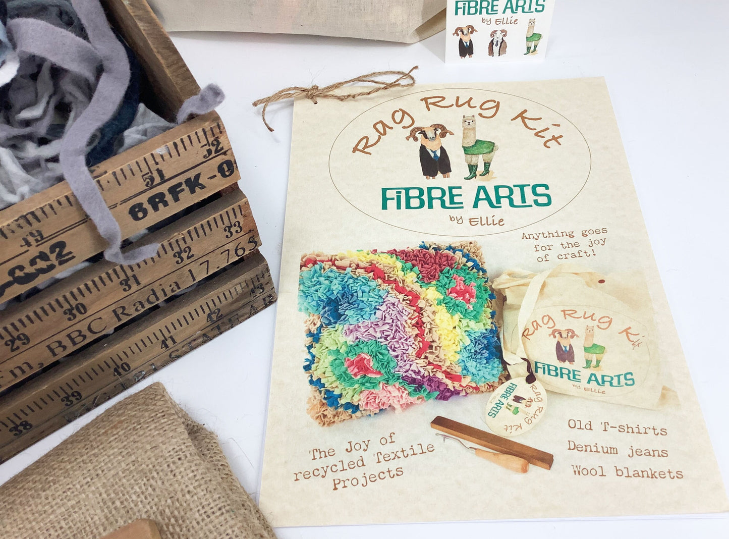 Latch Hook Rag Rug Cushion Making Kit. Mindful Recycled Eco Craft Gift