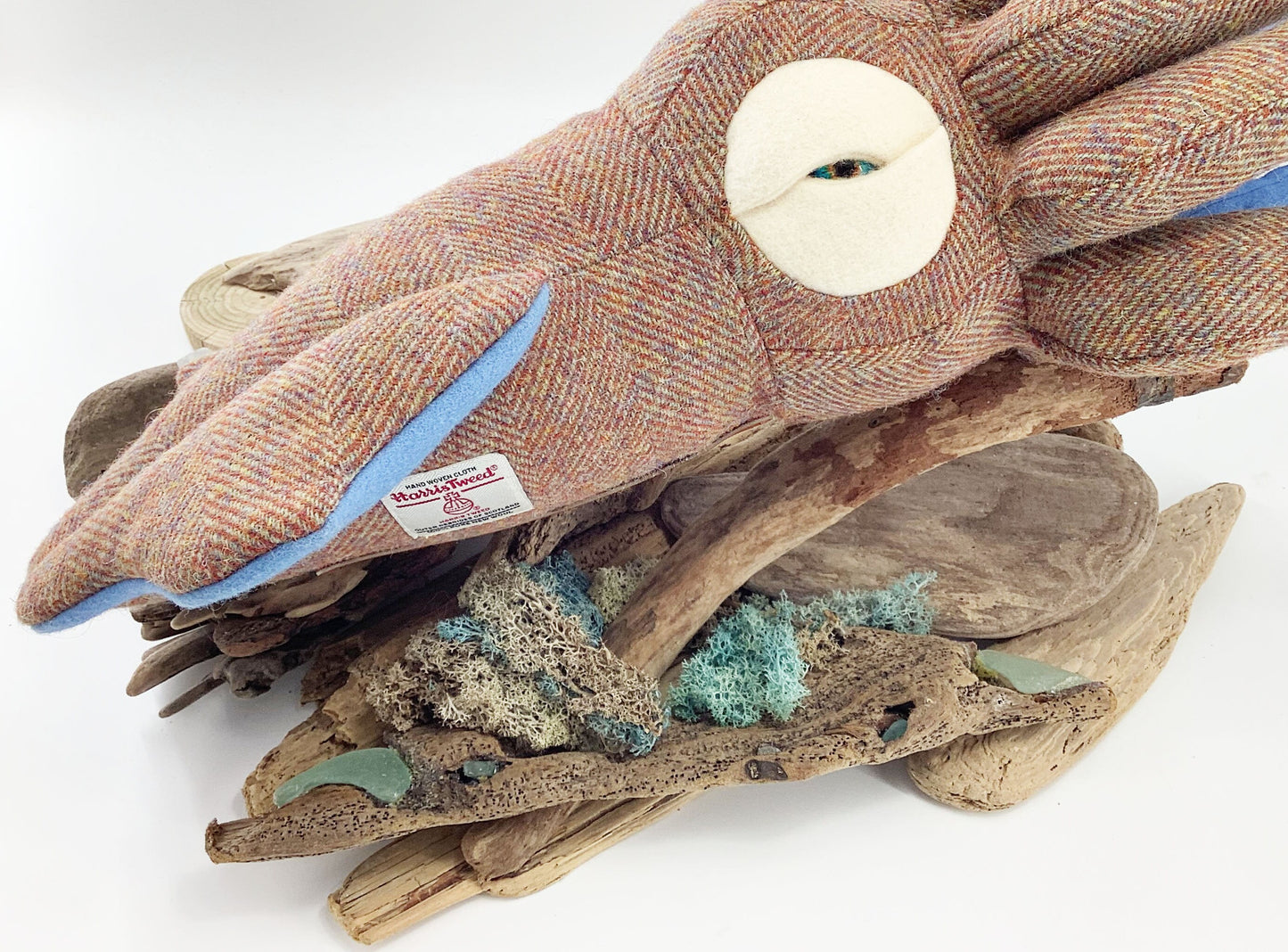 Harris Tweed Squid Toy Softie. Novelty Cushion Room Decor. Hand Crafted 100% Wool