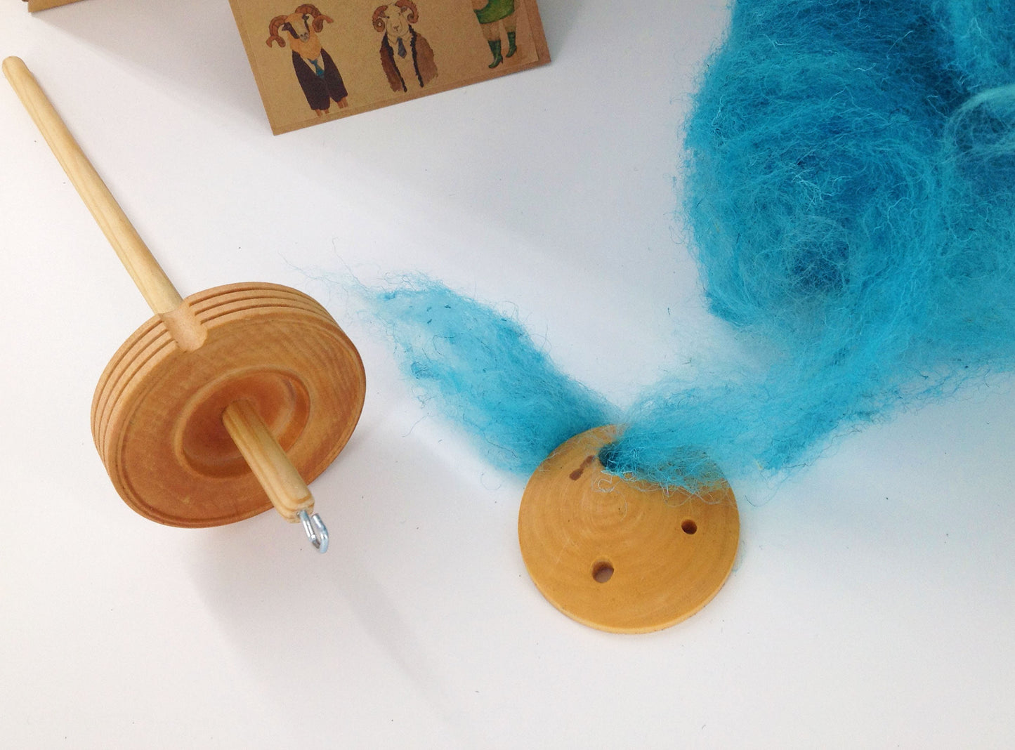 Drop Spindle Spinning Kit with Spinners Diz and 150g Hand Dyed Herdwick Mohair Blend Carded Art Batts