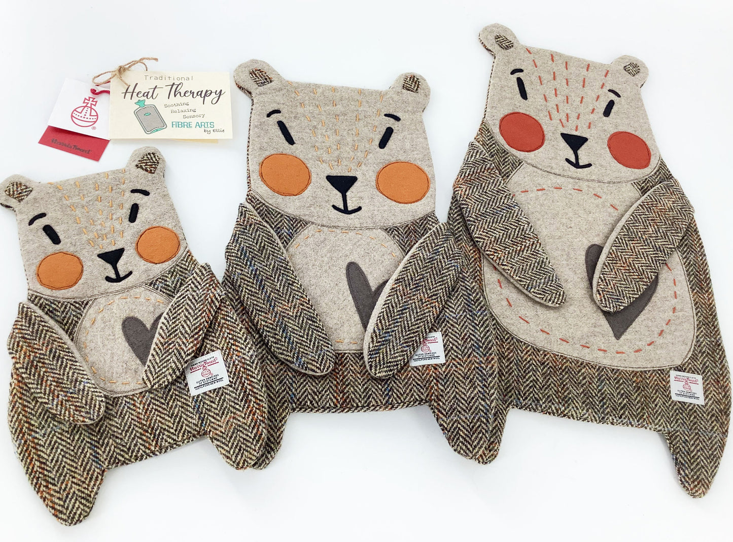 Harris Tweed Bear Hot Water Bottle Cover. Hand Crafted Gift