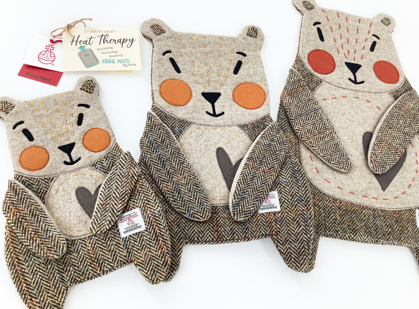 Harris Tweed Bear Hot Water Bottle Cover. Hand Crafted Gift