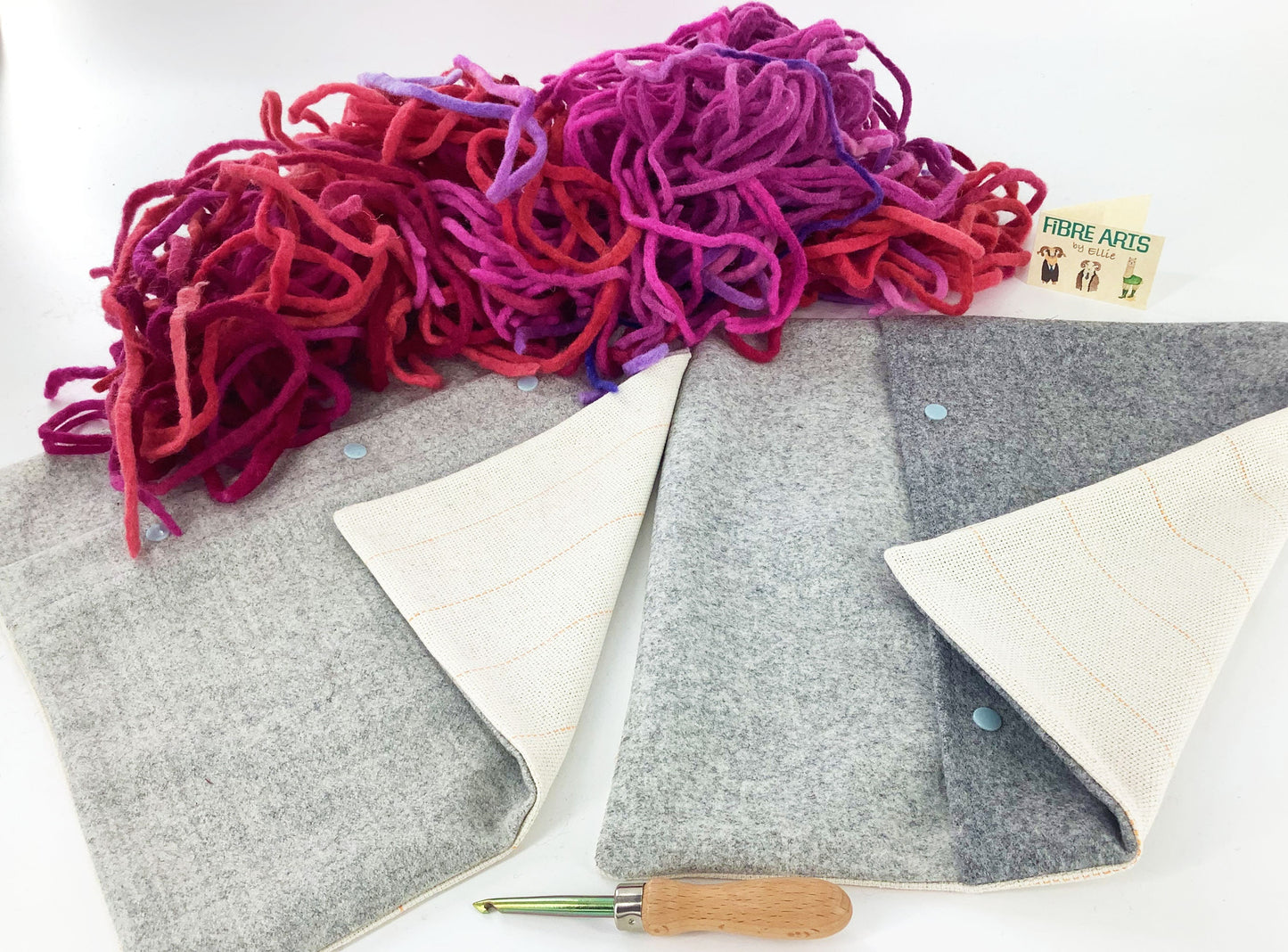Rag Rug Kit. No Sew Wool Cushion Kit. Rug Hook, 100% Wool Fabric. Wool Cushions and Cotton Monks Cloth