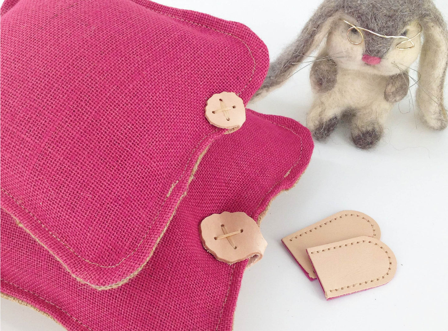 Hessian Needle Felting Mats in Pink. Pre-filled