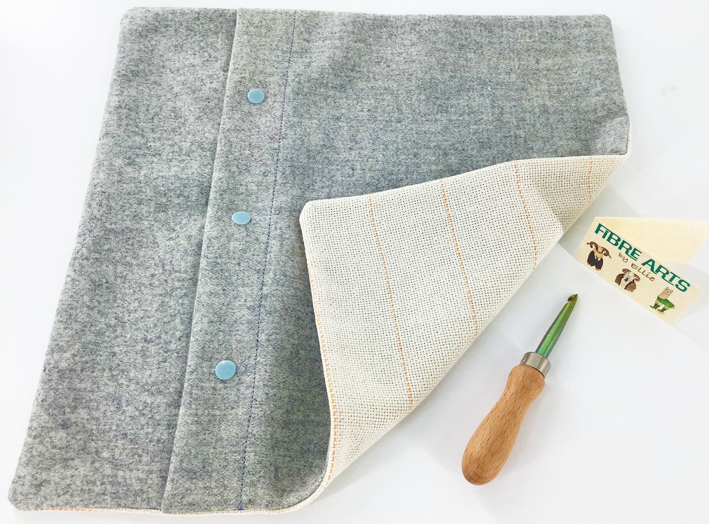 No Sew 100% Wool Rag Rug Kit. Wool Cotton Monks Cloth Cushions, Rug Hook, Wool Fabric in Sea Blue Shades