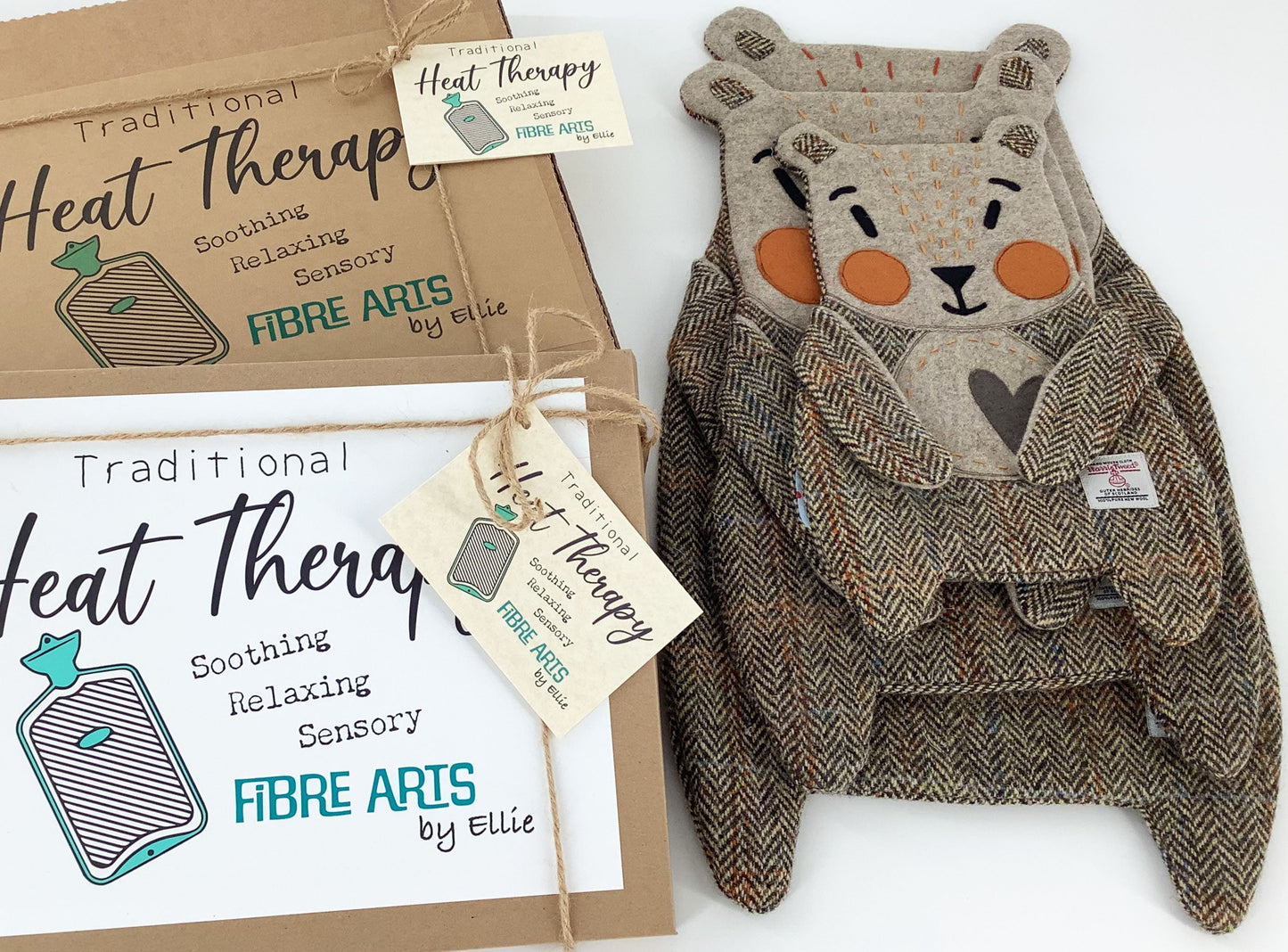 Harris Tweed Bear Hot Water Bottle Cover. Hand Crafted Gift