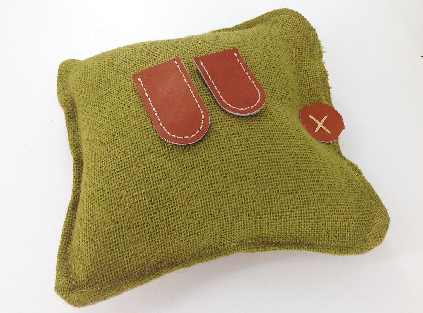 Hessian Needle Felting Mat Cushion. Pre Filled 12 inch Square in Green