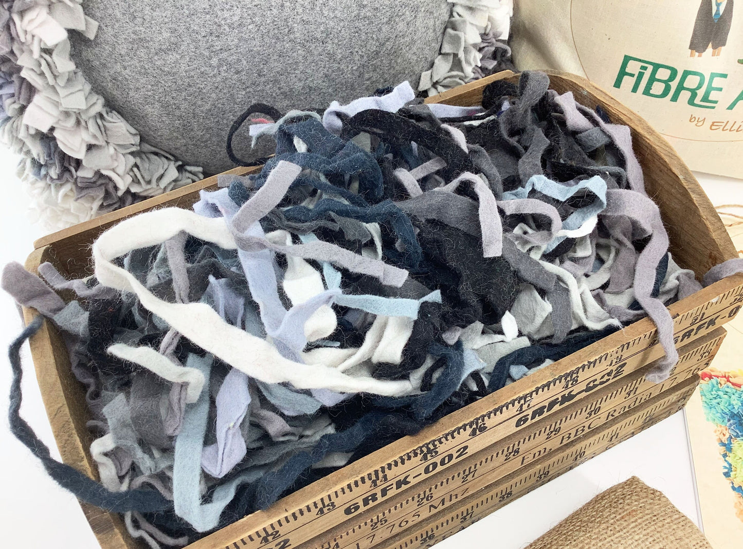 Latch Hook Rag Rug Cushion Making Kit. Mindful Recycled Eco Craft Gift