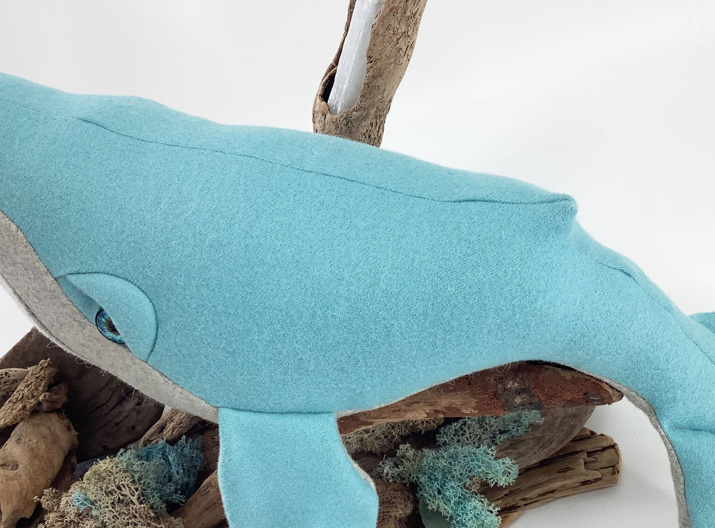 Humpback Whale Toy, Pillow, Cushion Plush. 100% Wool Stuffed Marine Sea Life Creature. Hand Crafted