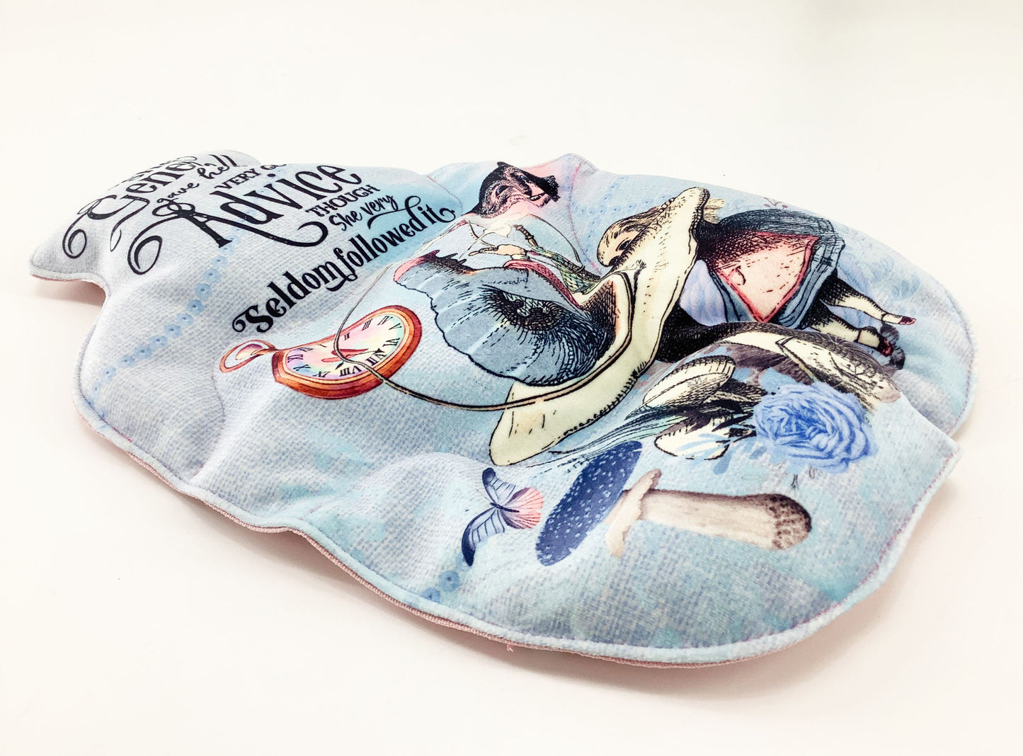 Alice In Wonderland Wheat Bag. Hot Water Bottle Shaped Heat Pack. Personalised Handcrafted Heat Therapy Gift