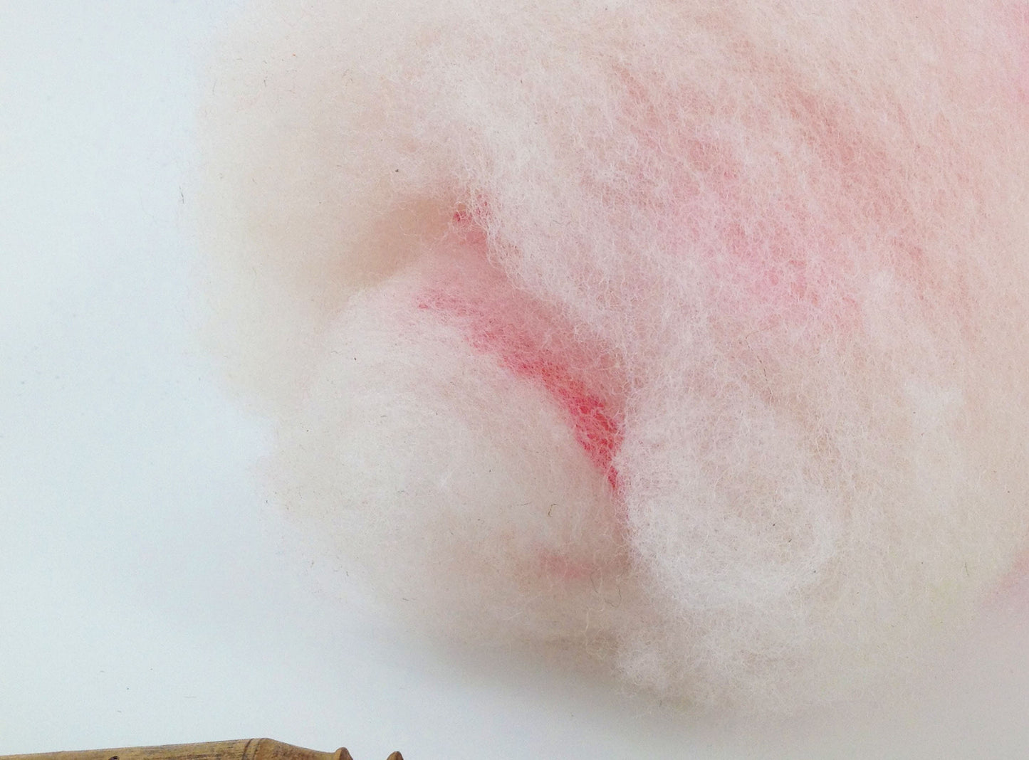 Art Batt for Spinning 130g. Natural Hand washed and Carded Texel Wool Gradient Pink Hand Dyed Tussah Silk