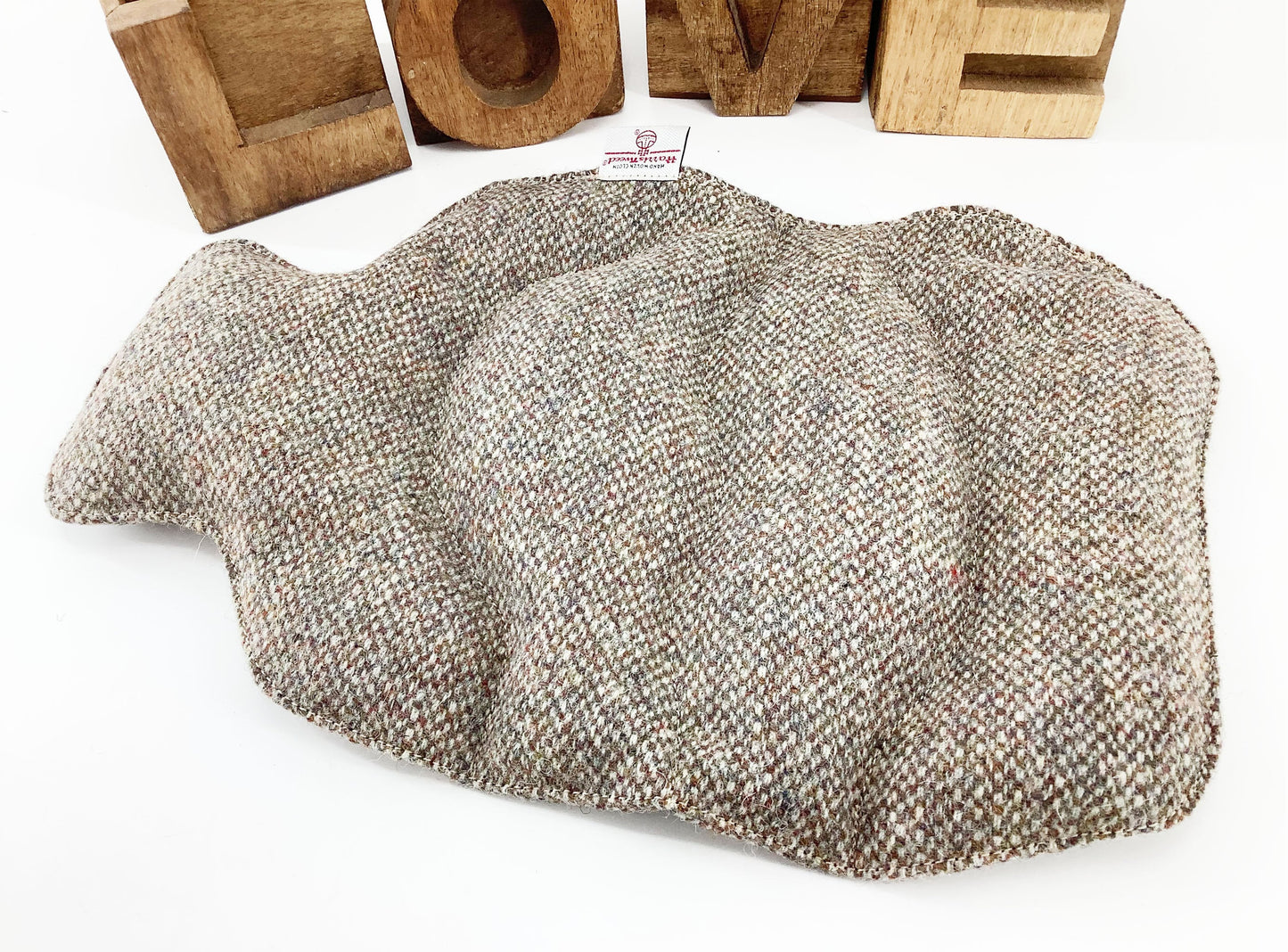 Harris Tweed Microwave Wheat Bag. Hot Water Bottle Shaped Heat Pack in Barleycorn. Lavender Scented or Unscented Luxury Handmade Hottie