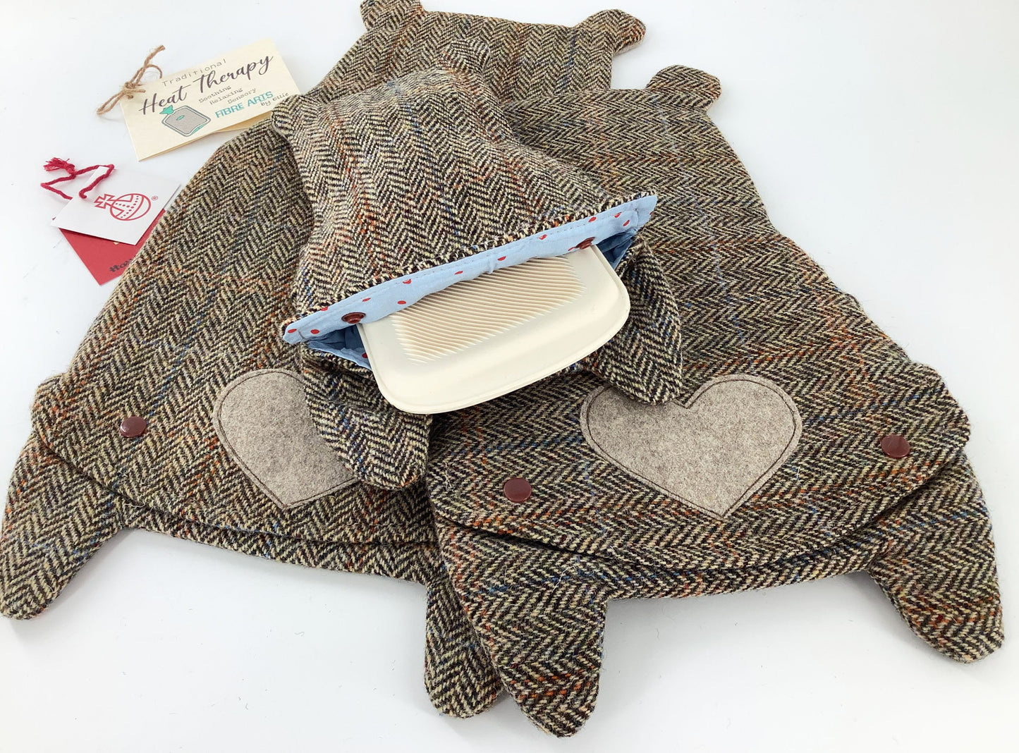 Harris Tweed Bear Hot Water Bottle Cover. Hand Crafted Gift