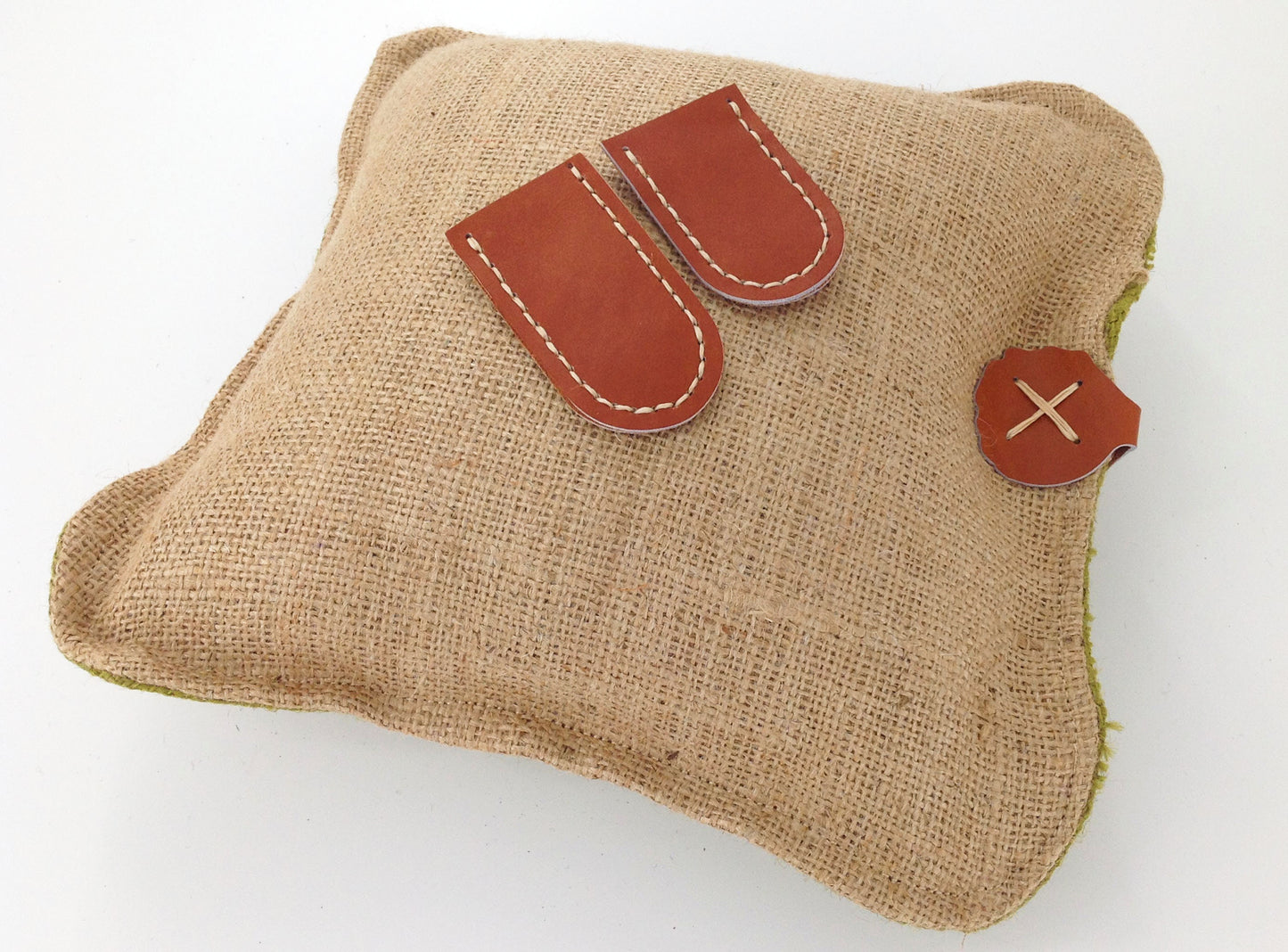 Hessian Needle Felting Mat Cushion. Pre Filled 12 inch Square in Green