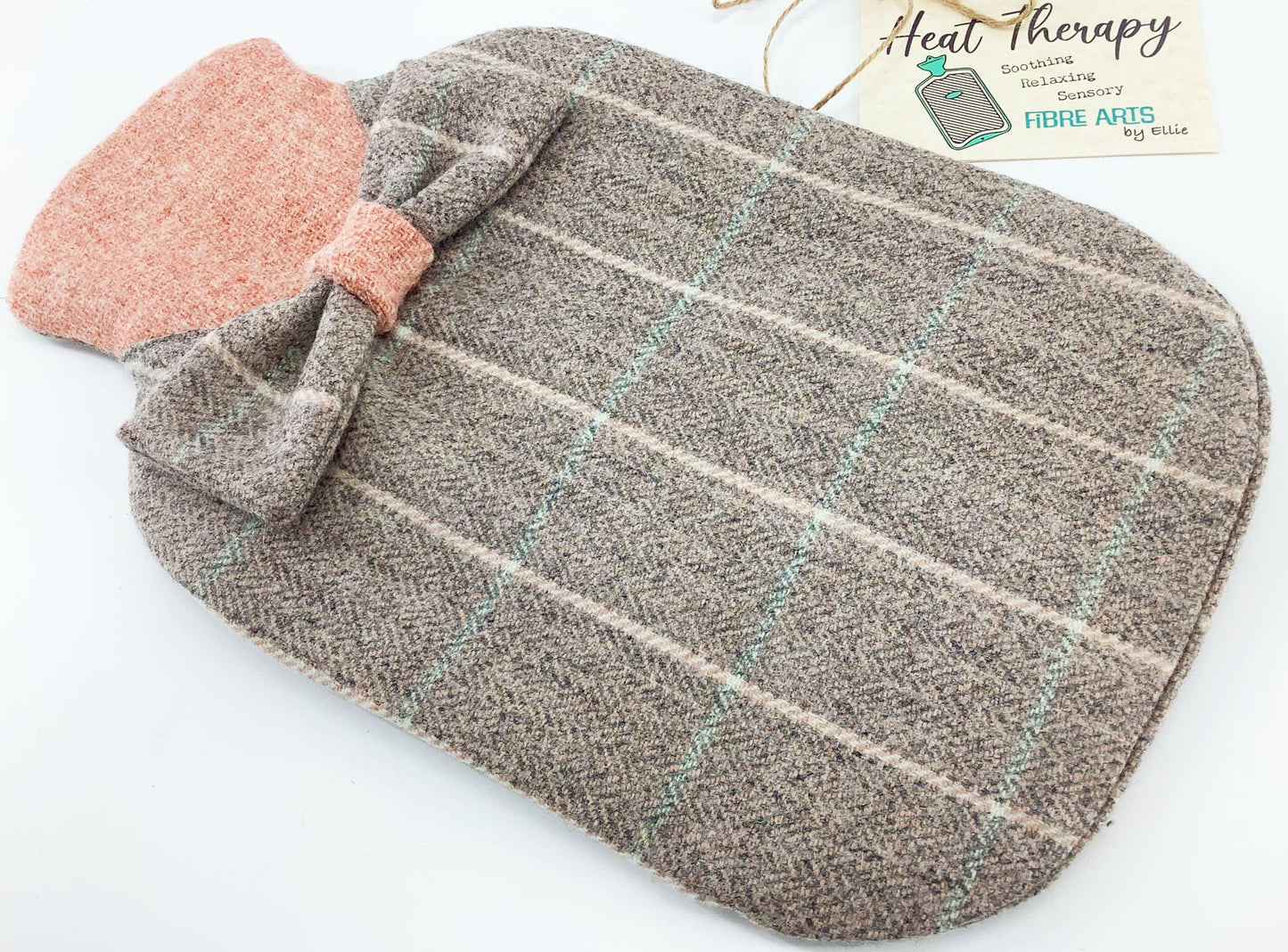 Abraham Moon Harris Tweed Patchwork Dressed 2L Hot Water Bottle Cover. Hand Crafted Eco Gift