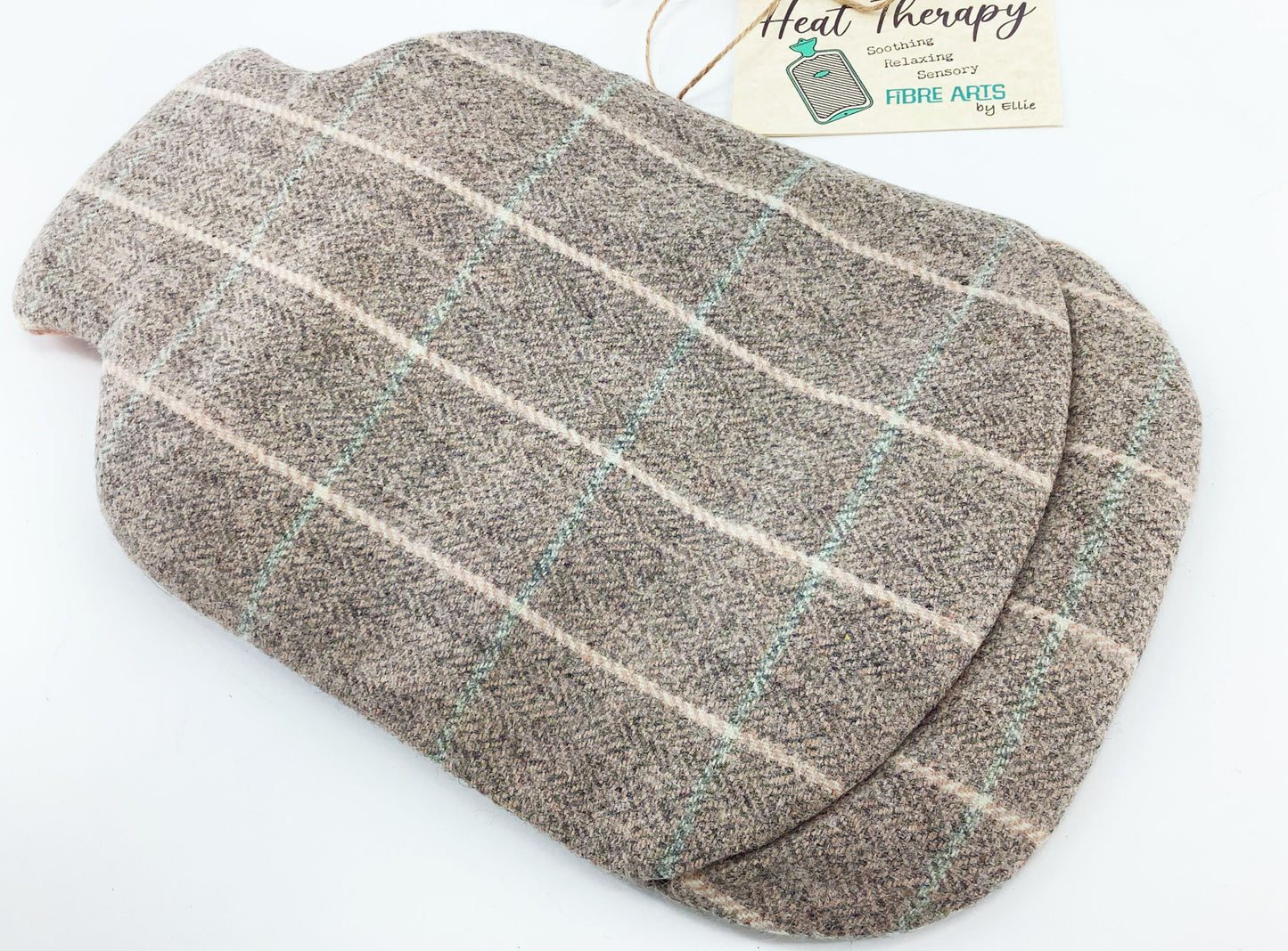 Abraham Moon Harris Tweed Patchwork Dressed 2L Hot Water Bottle Cover. Hand Crafted Eco Gift