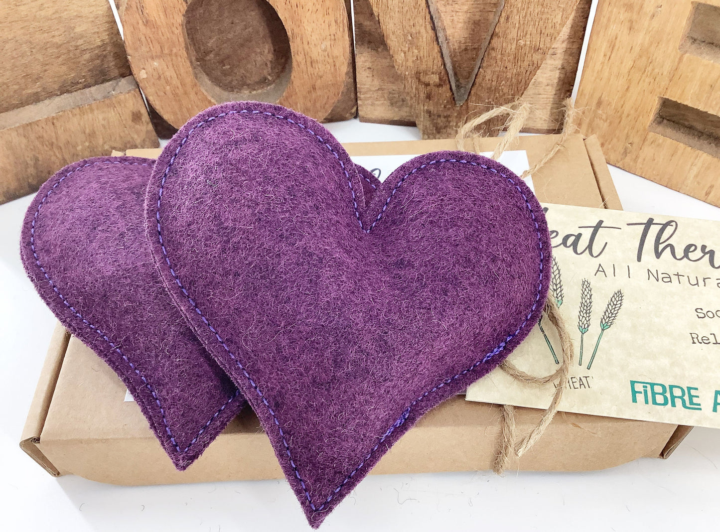 Hand Warmers. Pocket Size Mini Wheat Bags. Reusable Heart Shaped Luxury Purple Wool Warming Scented or Unscented Handmade Gift