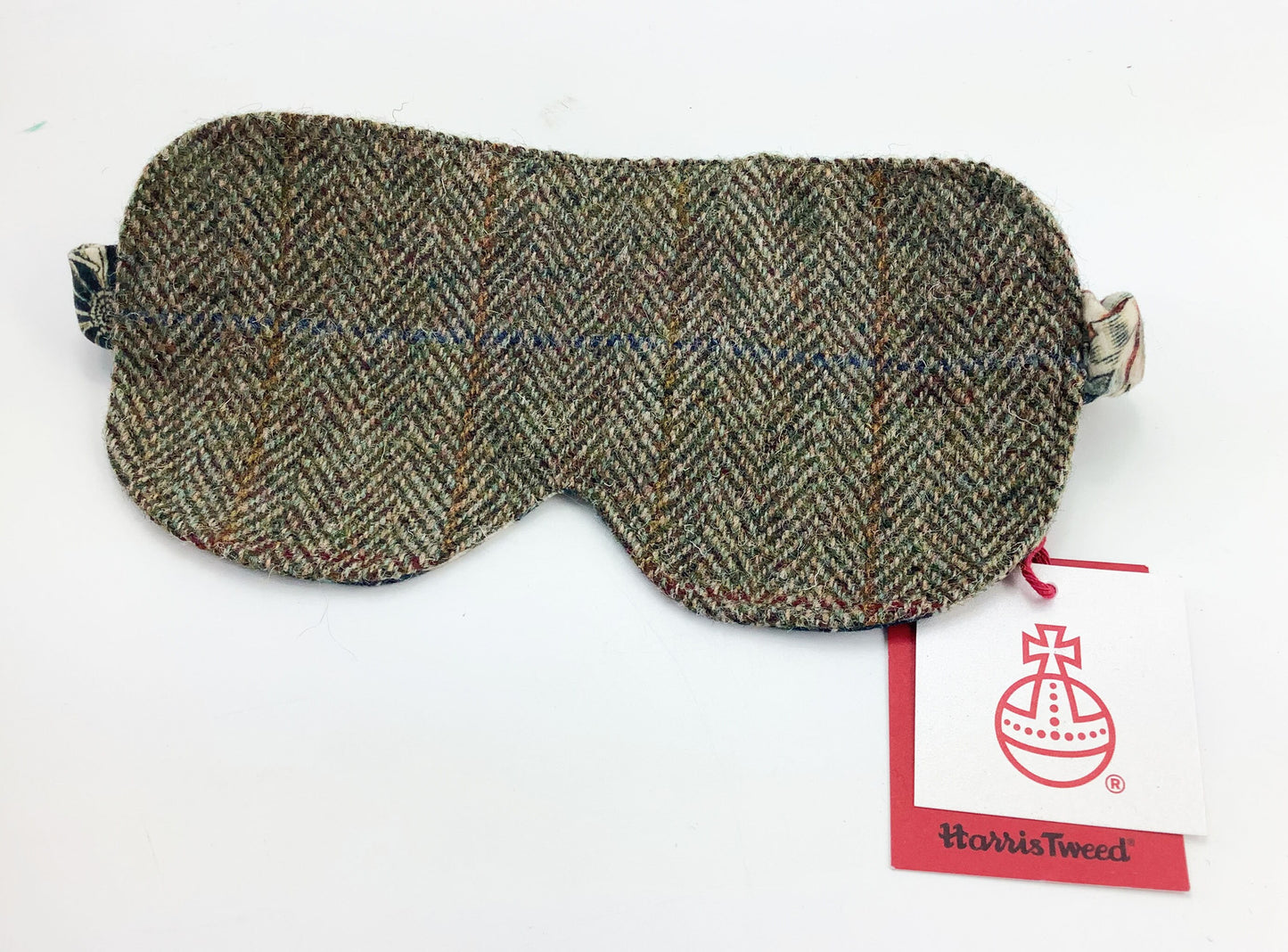 Harris Tweed Eye Mask. William Morris Fabric with Green Tweed