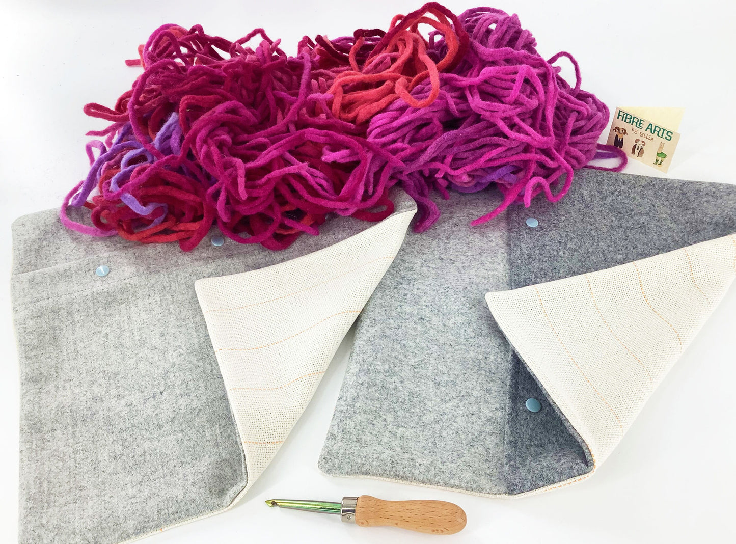 Rag Rug Kit. No Sew Wool Cushion Kit. Rug Hook, 100% Wool Fabric. Wool Cushions and Cotton Monks Cloth