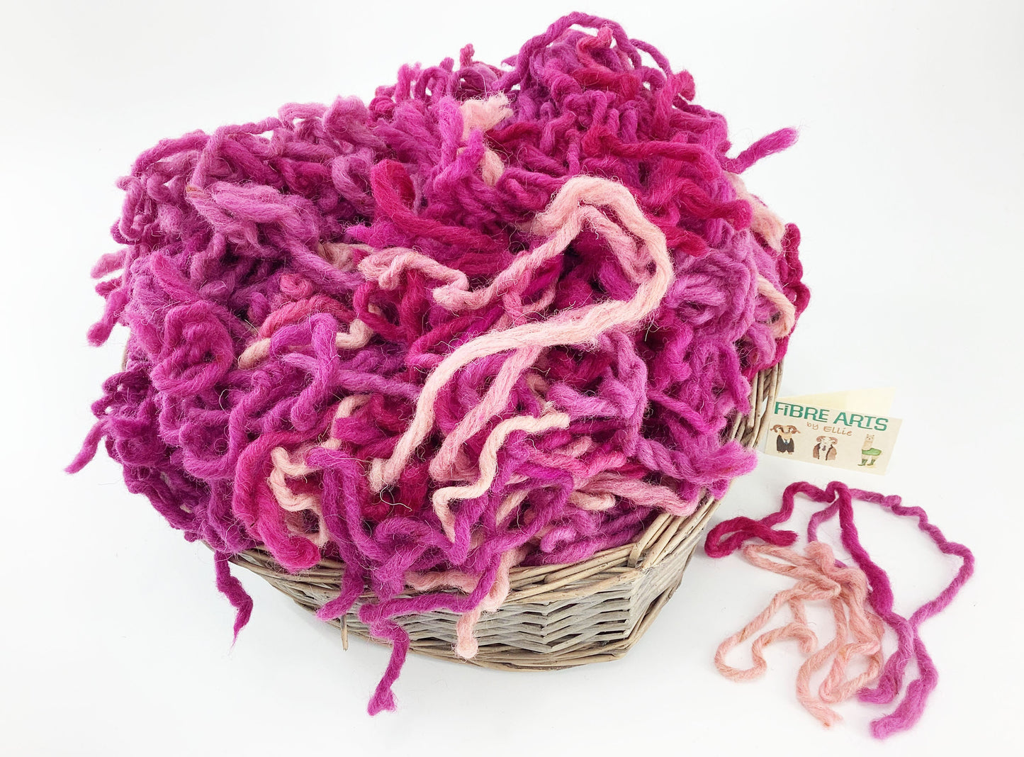 Hand Dyed Punch Needle Wool. Rag Rug, Weaving or Tapestry Chunky Wool Yarn in Pink Shades