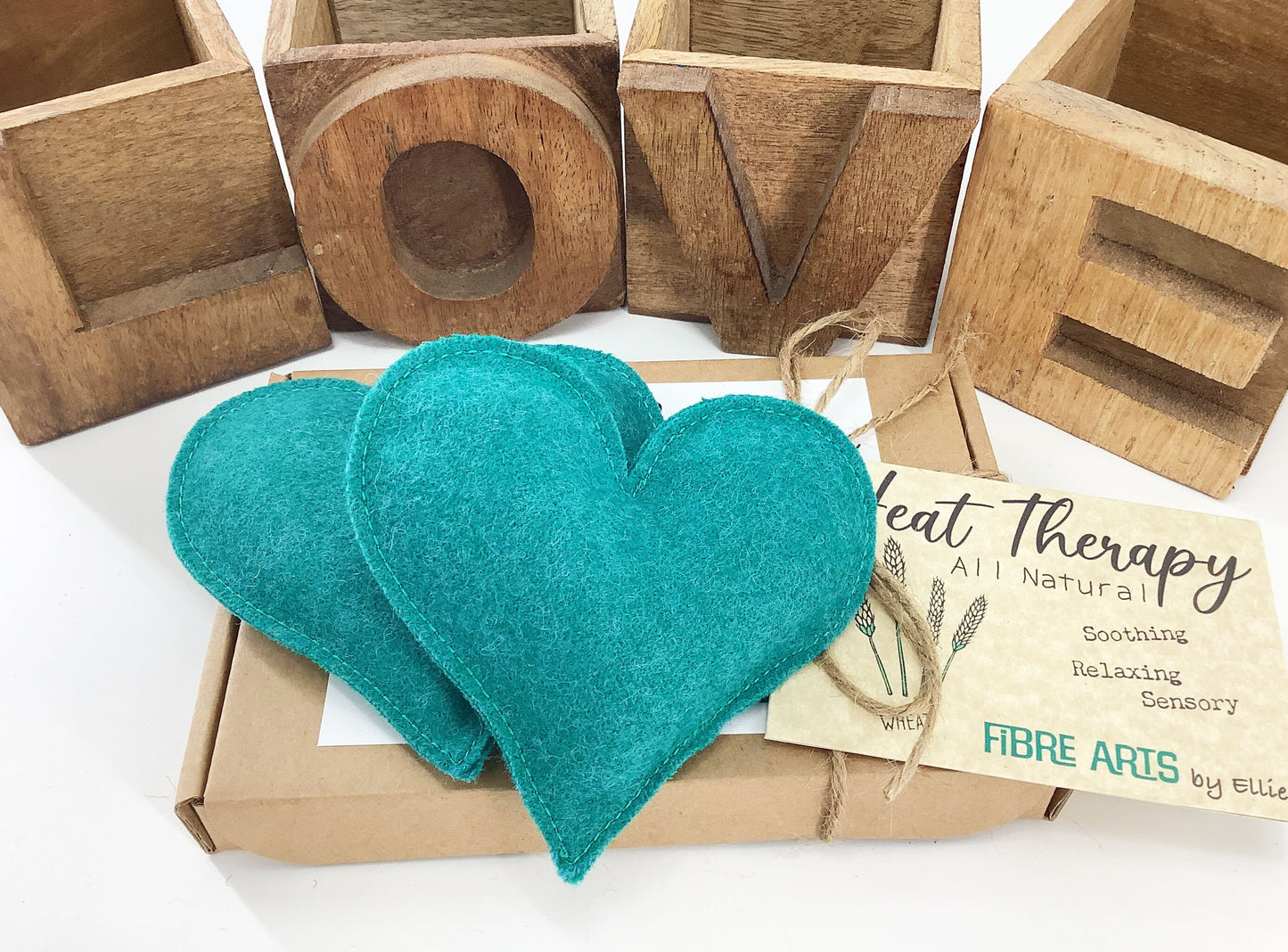 Wheat Bag Hand Warmers. Reusable Pocket Mini Heat Packs. Heart Shaped Peacock Green Wool Lavender Scented or Unscented Handmade Gift