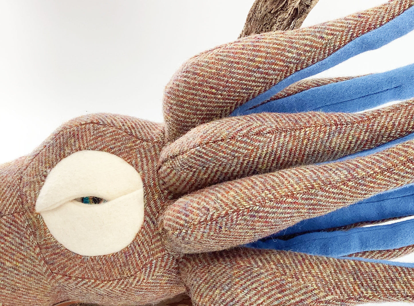 Harris Tweed Squid Toy Softie. Novelty Cushion Room Decor. Hand Crafted 100% Wool