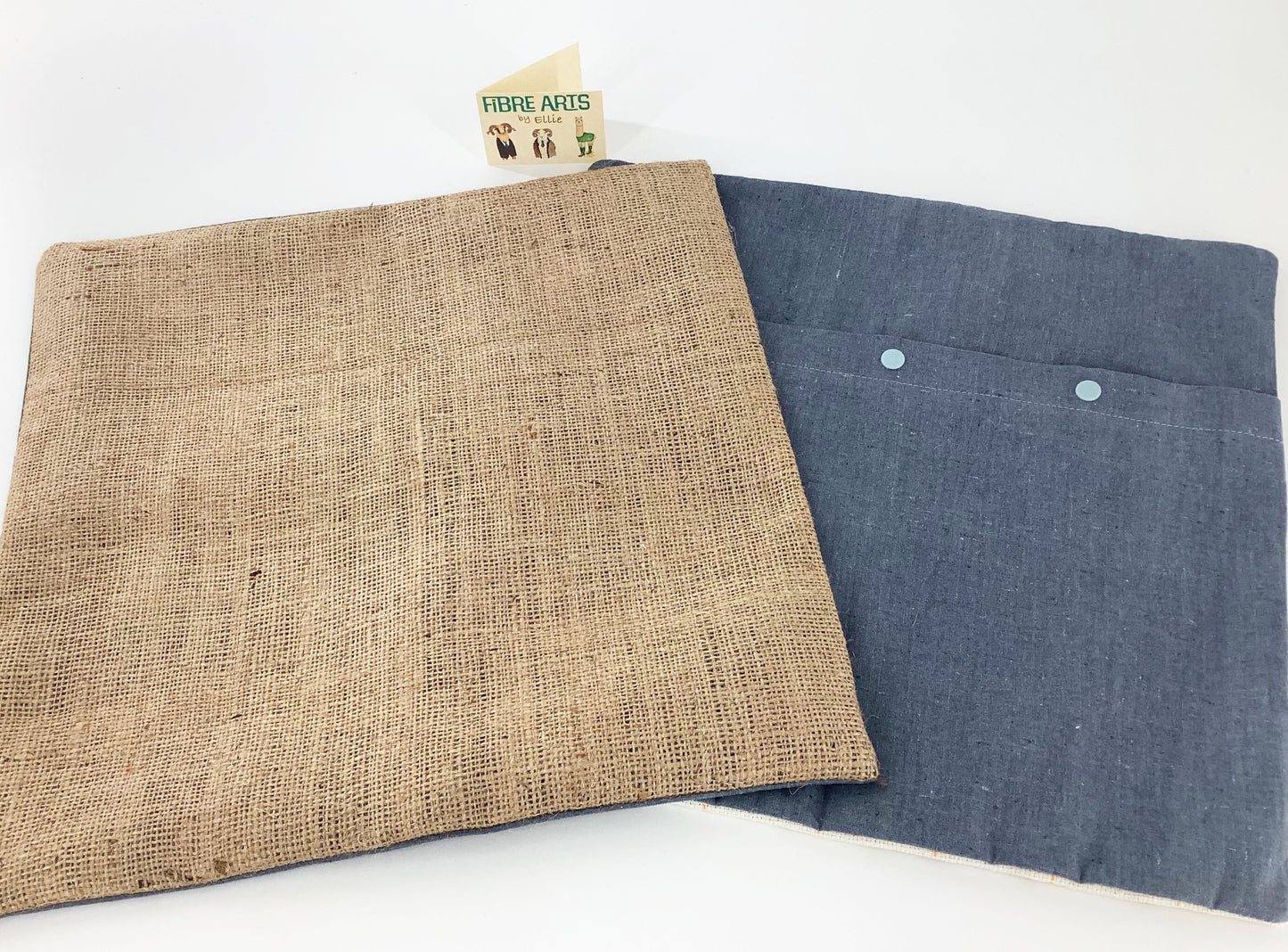 Easy Rag Rug Cushion kit. Grey Cotton and Burlap. Choice of Rug Making Tools