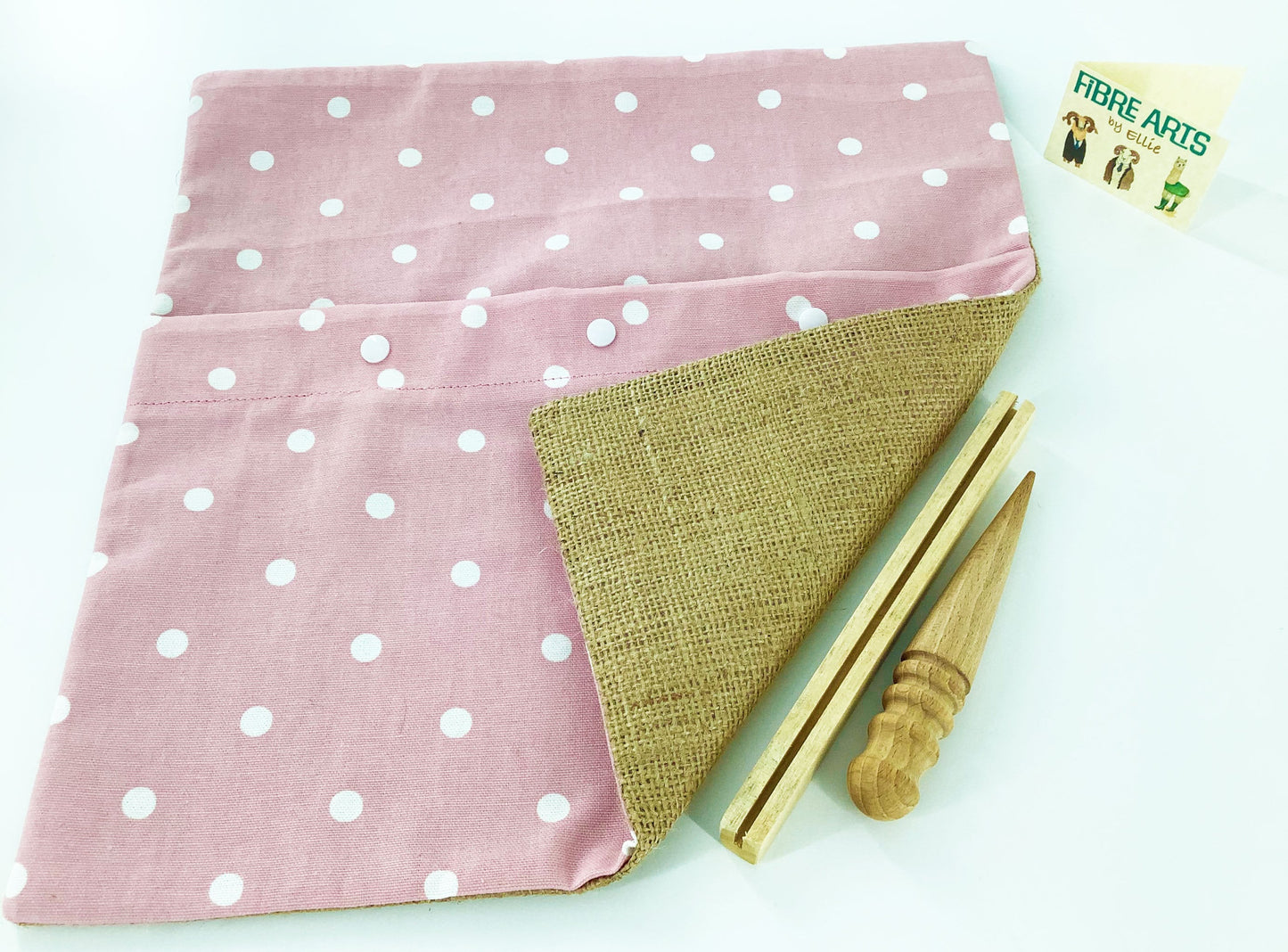 Rag Rug Making Kit. Beginners No Sew Finished Pink Polka Dot Designer CottonBurlap Cushion and Rug Making Tools