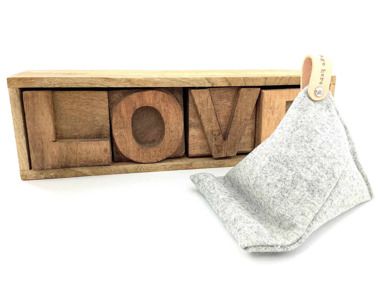 Personalised Pure Wool Weighted Phone or Tablet Stand Grey Shades. Personalised Gift. Bean Bag Style. Will Hold Any Size