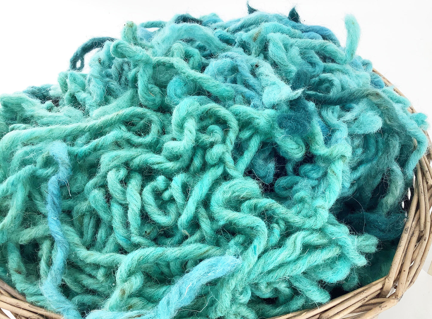 Punch Needle Wool Rug Yarn. Hand Dyed Chunky Creative Weaving, Rug Making, Tapestry Wool in Turquoise Shades