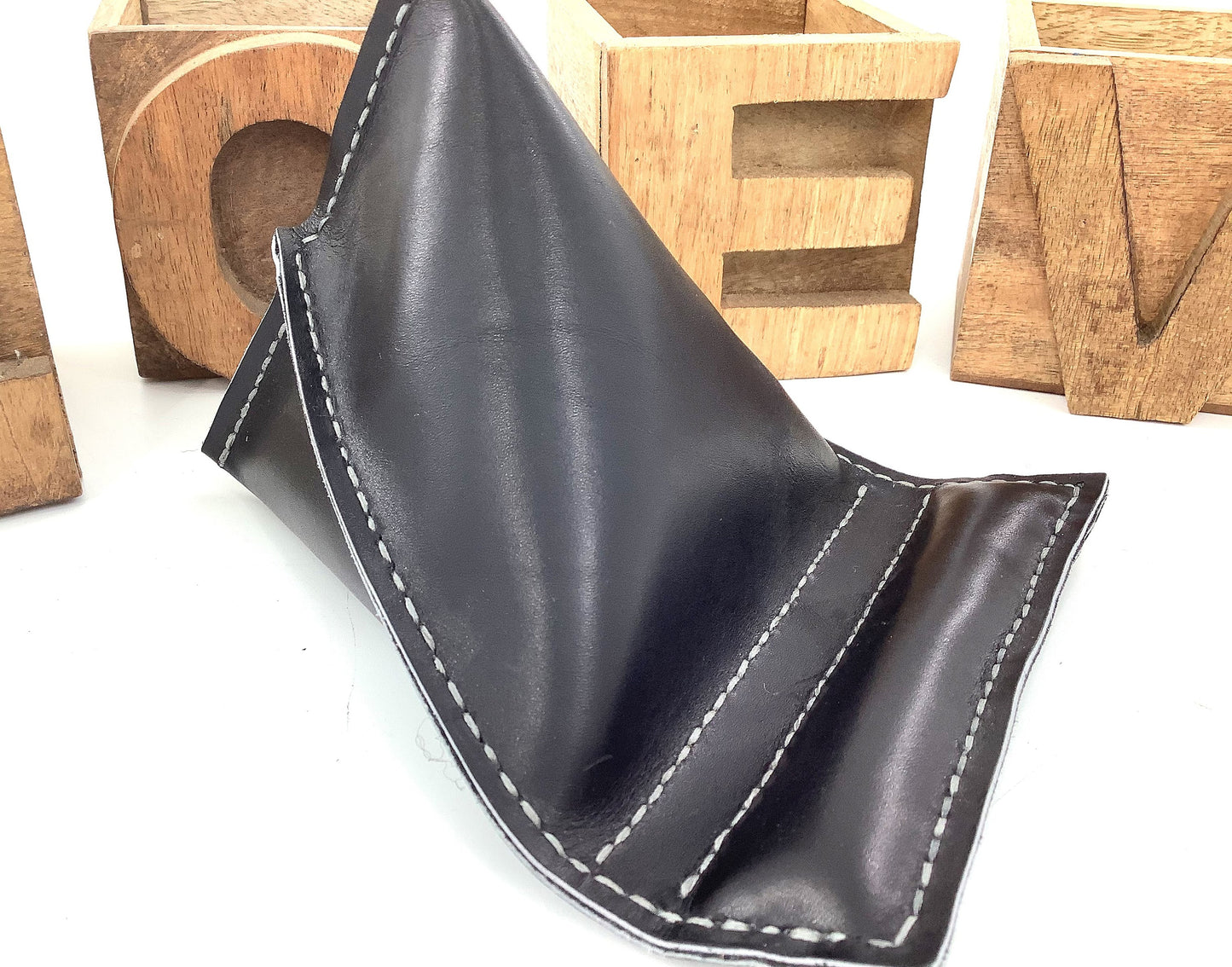 Leather Hide Phone Tablet Kindle Stand. Weighted Bean Bag. Will hold any Size. Hand Stitched Luxury Gift