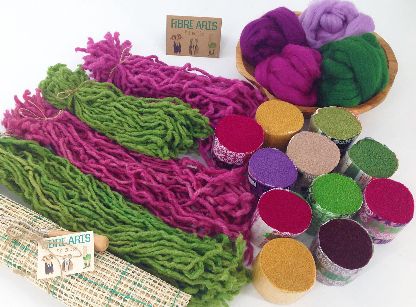 Creative Weaving Pack. 100% Wool 950g. Latch Hook Tool and Project Backing. Wall Hanging Tapestry Kit. Vibrant Garden
