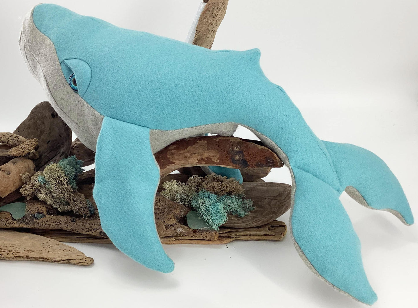 Humpback Whale Toy, Pillow, Cushion Plush. 100% Wool  Stuffed Marine Sea Life Creature. Hand Crafted