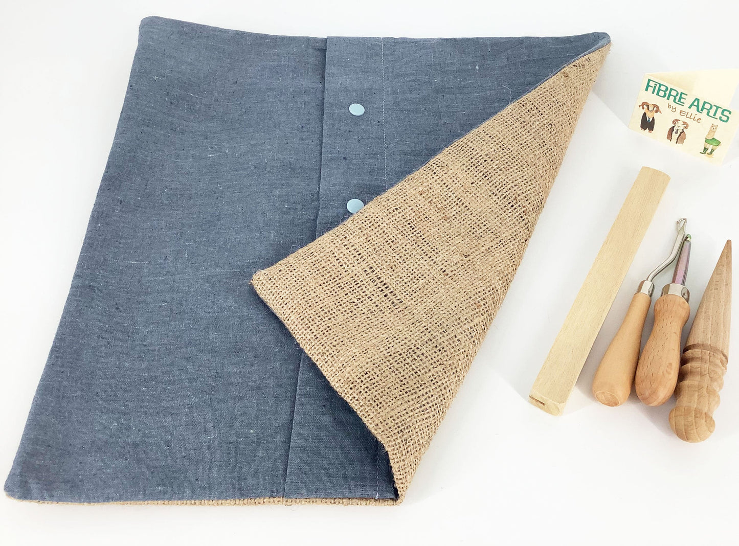 Easy Rag Rug Cushion kit. Grey Cotton and Burlap. Choice of Rug Making Tools