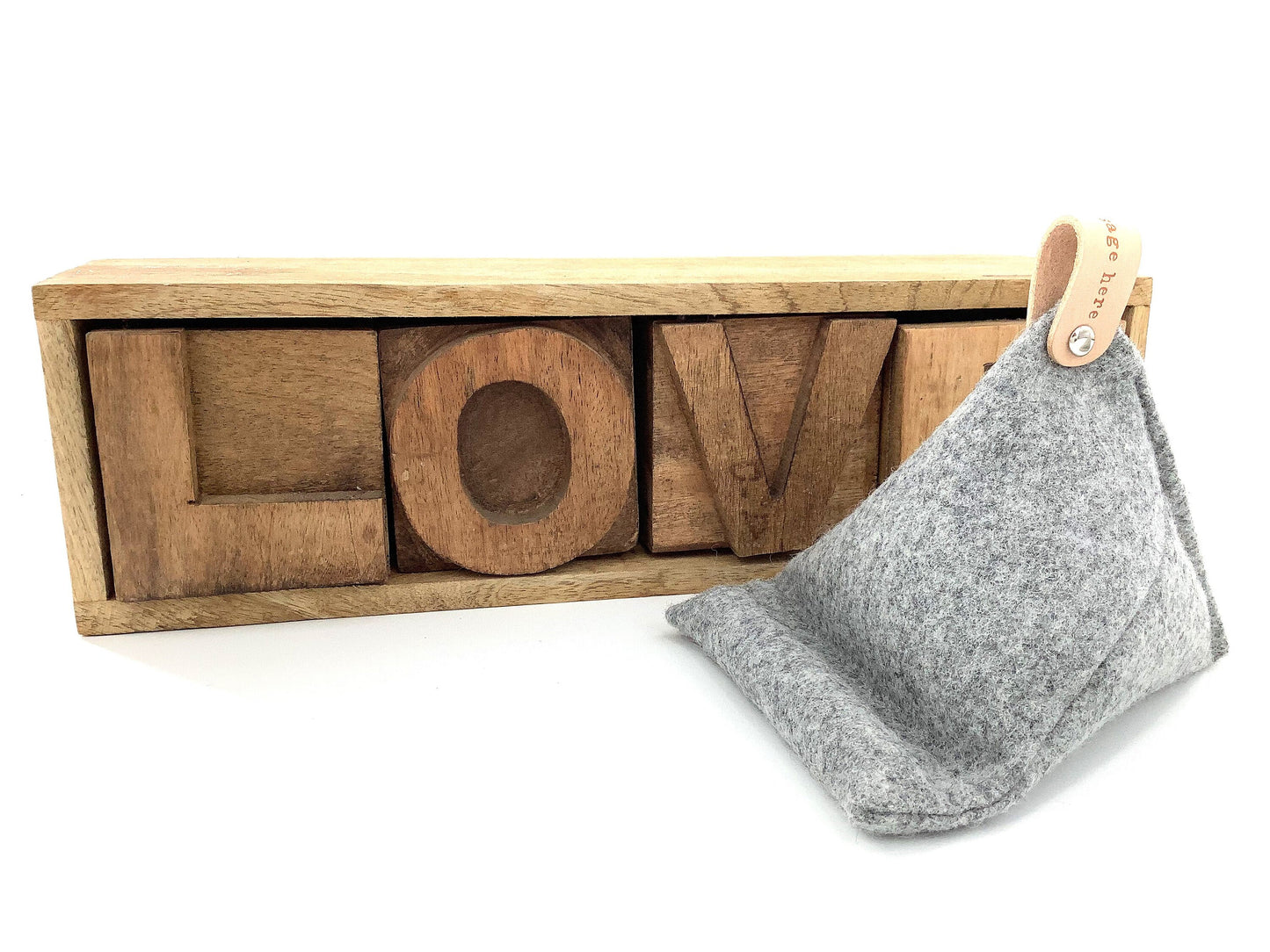 Personalised Pure Wool Weighted Phone or Tablet Stand Grey Shades. Personalised Gift. Bean Bag Style. Will Hold Any Size