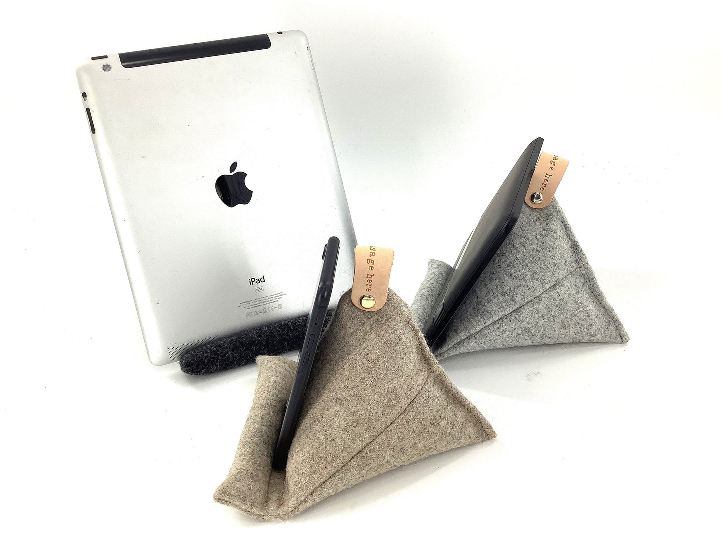 Wool iPad Tablet, Mobile Phone or Kindle Holder Bean Bag. Will Hold Any Size. Weighted Luxury Personalised Gift
