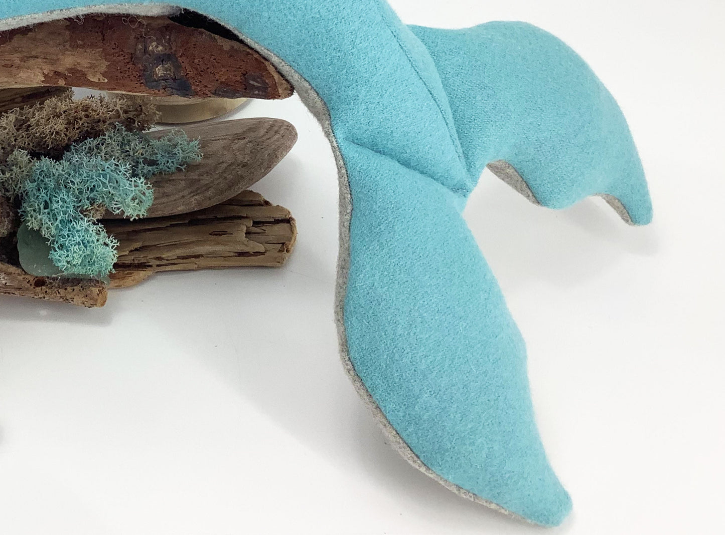 Humpback Whale Toy, Pillow, Cushion Plush. 100% Wool  Stuffed Marine Sea Life Creature. Hand Crafted