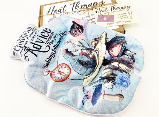 Alice In Wonderland Wheat Bag. Hot Water Bottle Shaped Heat Pack. Personalised Handcrafted Heat Therapy Gift